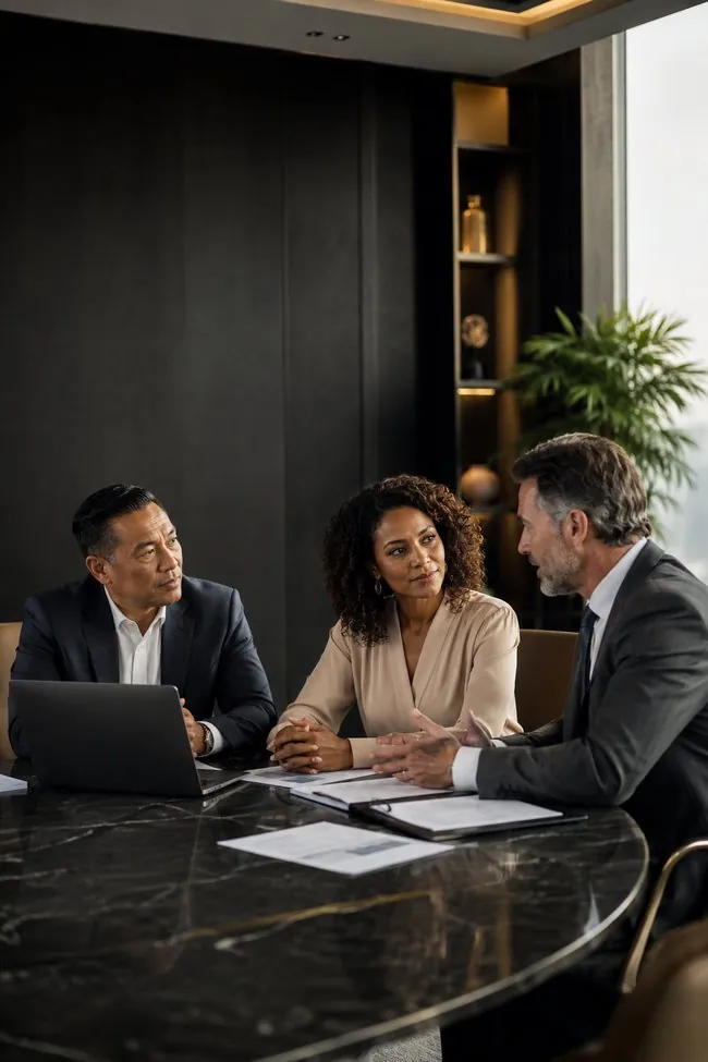 Business owners meeting with an advisor